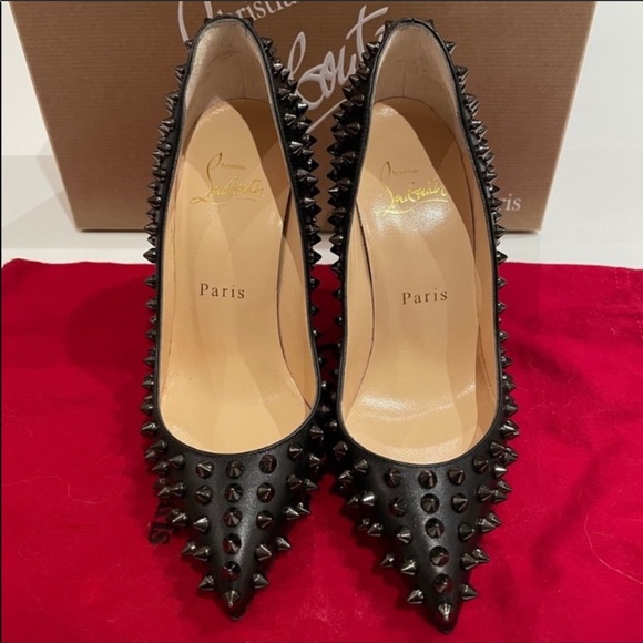 CHRISTIAN LOUBOUTIN SHINY NAPA FOLLIE SPIKES 100 - Picture 3 of 9